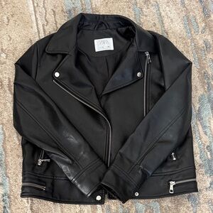 Zara Black Biker Jacket with Silver Accents